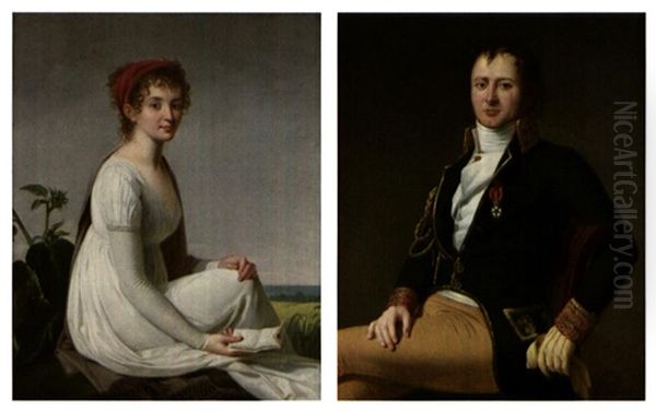 Portrait De Madame Paullet (+ Portrait De Dominique Nicolas Paullet; Pair) Oil Painting by Robert Jacques Francois Faust Lefevre