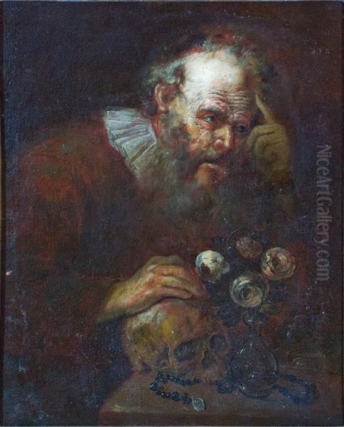 Filosofo In Meditazione (vanitas) Oil Painting by Pietro Bellotti