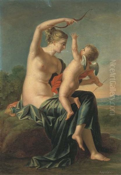 Venus Desarmant L'amour Oil Painting by Robert Jacques Francois Faust Lefevre