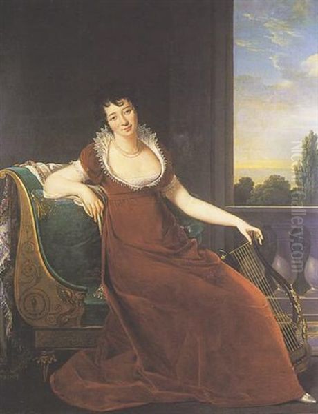 Portrait De La Baronne Constance Lezurier De La Martel Oil Painting by Robert Jacques Francois Faust Lefevre