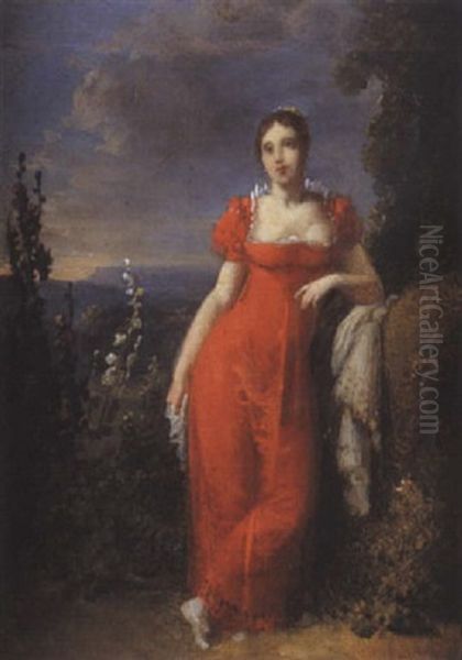 Portrait De Femme Dans Un Paysage Oil Painting by Robert Jacques Francois Faust Lefevre