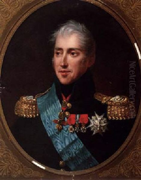 Portrait Of A Gentleman In Military Uniform, Wearing Medals Oil Painting by Robert Jacques Francois Faust Lefevre