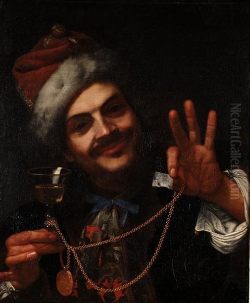 Self-portrait Of The Artist As Laughter Oil Painting by Pietro Bellotti