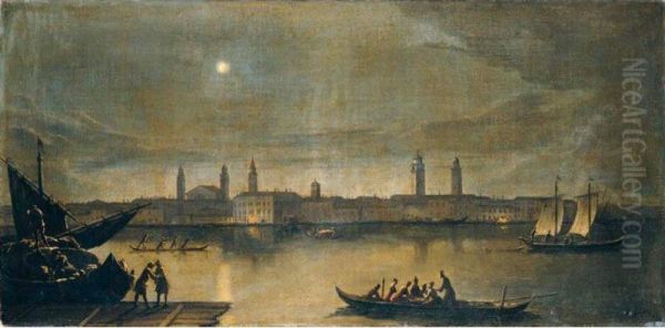 Venice, A View Of The Lagoon Oil Painting by Pietro Bellotti