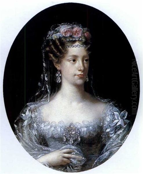 Portrait De La Duchesse De Berry Oil Painting by Robert Jacques Francois Faust Lefevre