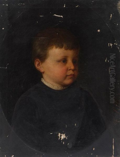 Portrait Of A Young Boy Oil Painting by Franz Lefler