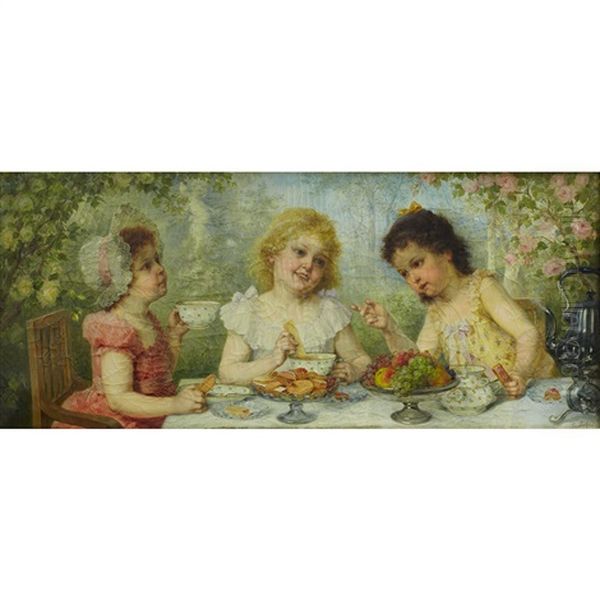 A Boring Toast And Taking Tea (pair) Oil Painting by Franz Lefler