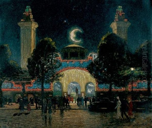 Entree De Luna Park Oil Painting by Jean Lefort