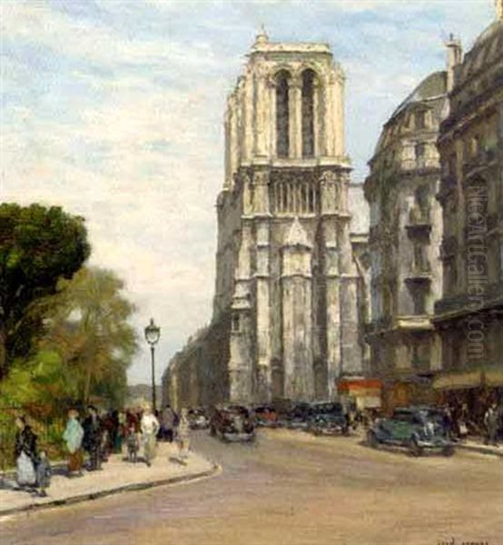 Notre Dame Oil Painting by Jean Lefort