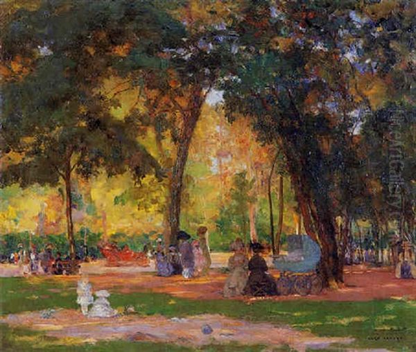 An Afternoon On The Bois De Boulogne Oil Painting by Jean Lefort