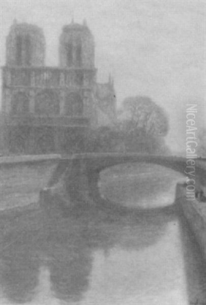 Notre Dame Oil Painting by Jean Lefort