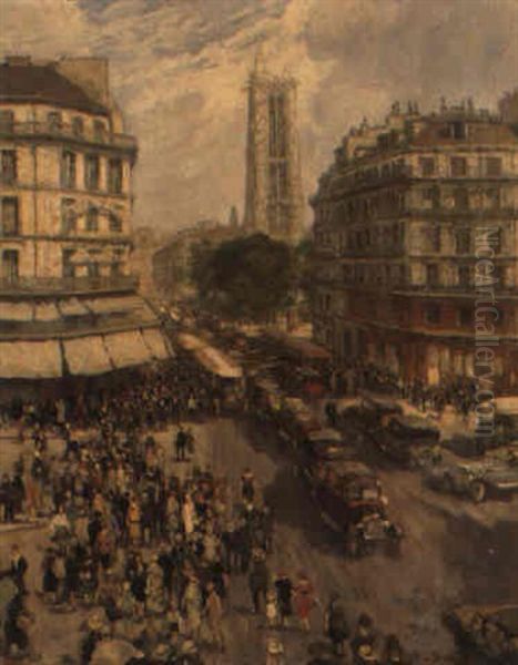 Rue De Rivoli A Parigi Oil Painting by Jean Lefort