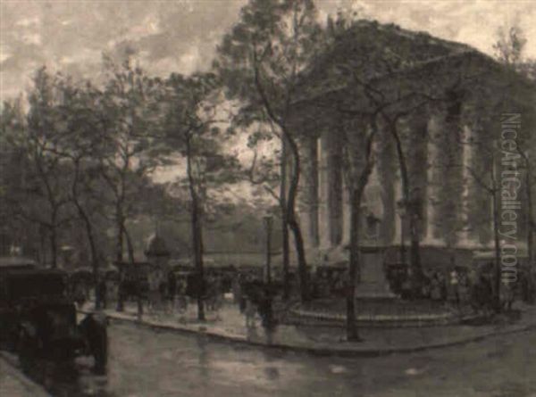 Place De La Madeleine, Paris Oil Painting by Jean Lefort