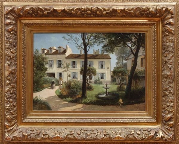 French Villa Oil Painting by Jean Henri Lefortier