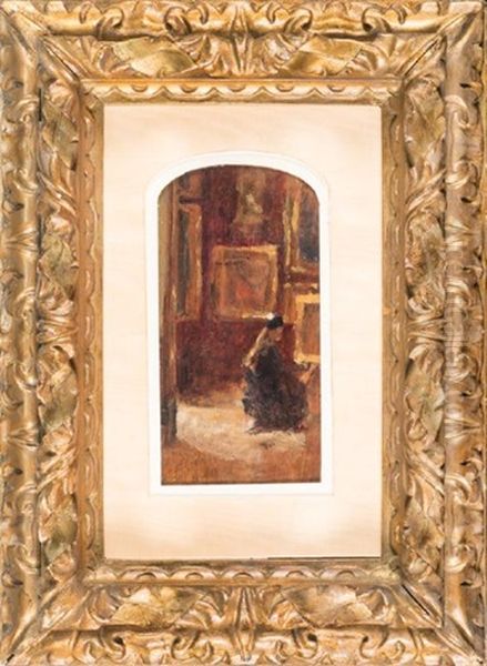 Signora Nello Studio Del Pittore Oil Painting by Silvestro Lega