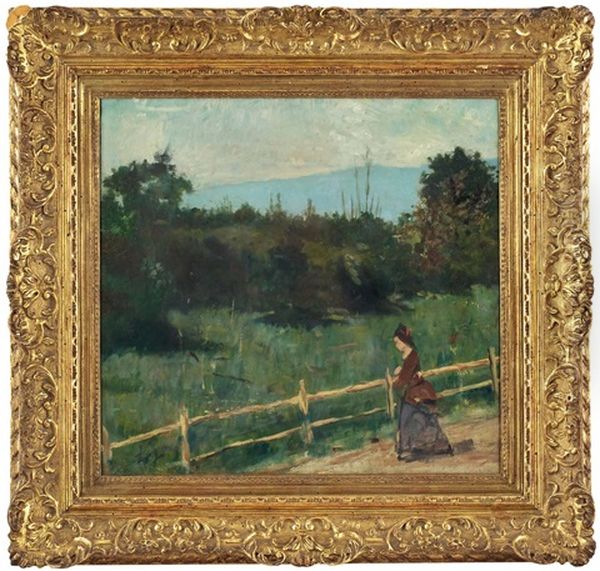 Dame In Garten Oil Painting by Silvestro Lega