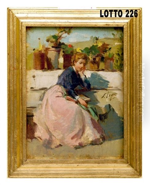 Fanciulla In Lettura Oil Painting by Silvestro Lega