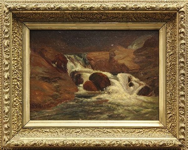 Falls On The Ansable River (andirondacks) Oil Painting by Nikolay Tysland Leganger