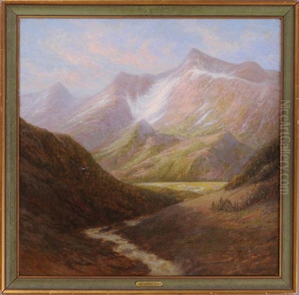 Sunset Rockie Mountains, Colorado On The Northern Rockie Rr Oil Painting by Nikolay Tysland Leganger