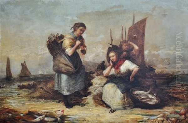 Fisherwomen & Child Oil Painting by Alexander Leggatt