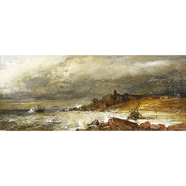 A Rocky Coast Oil Painting by Alexander Leggatt