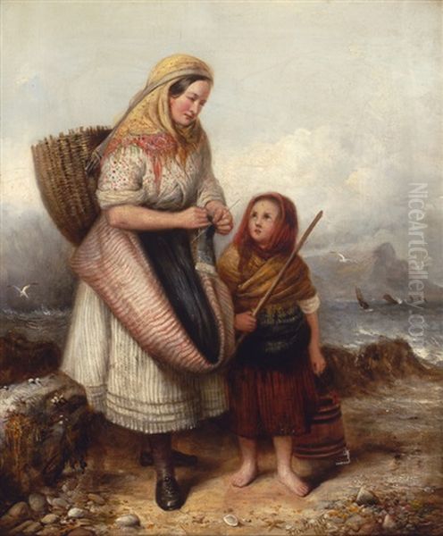 Awaiting The Boat's Return Oil Painting by Alexander Leggatt