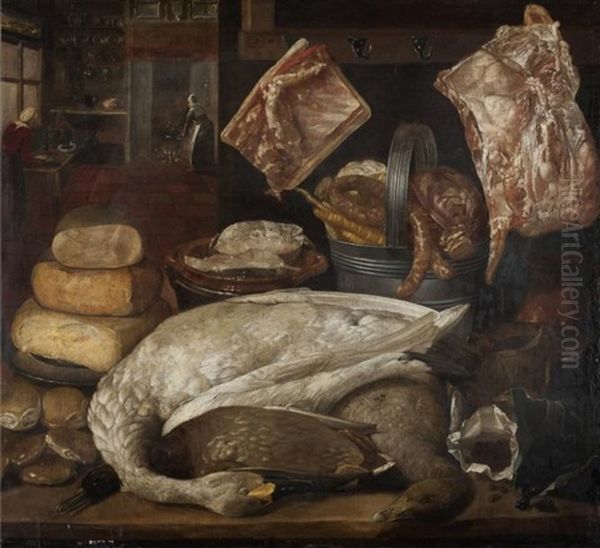 Nature Morte Au Canard Et Cygne Oil Painting by Giacomo Legi