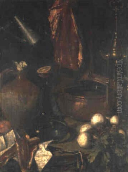 Nature Morte Aux Ustensiles De Cuisine Oil Painting by Giacomo Legi