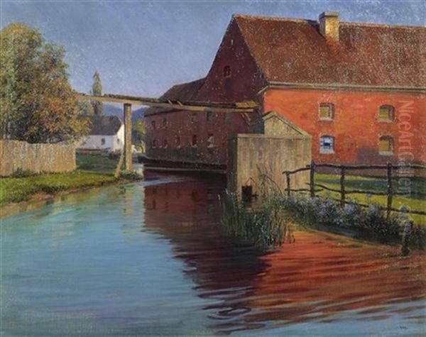 Die Fabrik Am Fluss Oil Painting by Wilhelm Legler