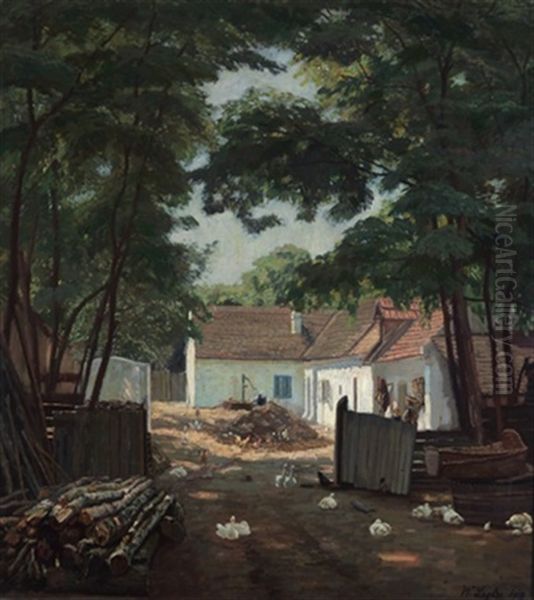 Hof Mit Federvieh Oil Painting by Wilhelm Legler