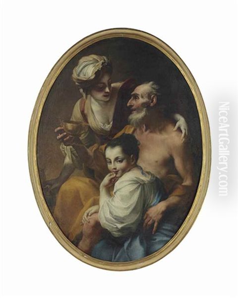 Lot And His Daughters Oil Painting by Stefano Maria Legnani