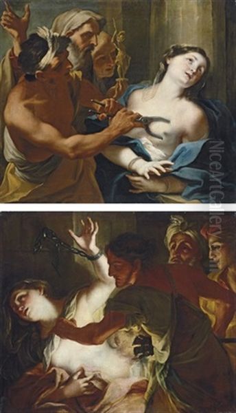 The Martyrdom Of Saint Agatha (+ The Martyrdom Of Saint Bibiana; Pair) Oil Painting by Stefano Maria Legnani