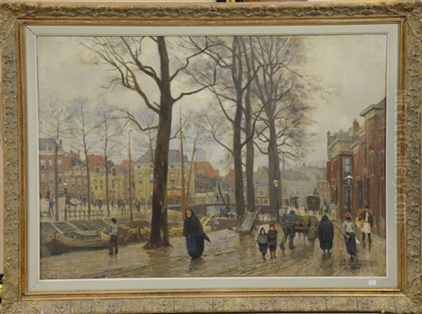 Vue D'amsterdam Oil Painting by Johan Coenraad Ulrich Legner