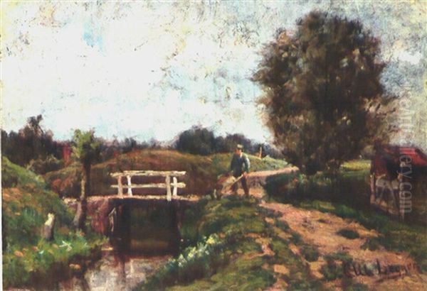 An Der Brucke Oil Painting by Johan Coenraad Ulrich Legner