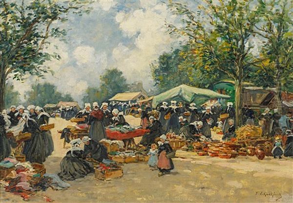 Bretonischer Markt Oil Painting by Fernand Marie Eugene Legout-Gerard