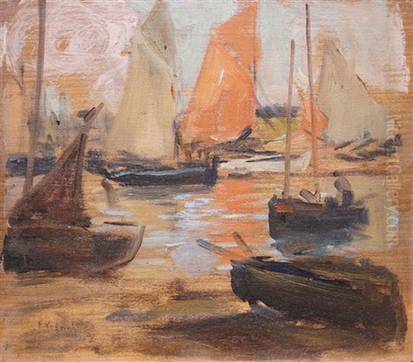 Port A La Voile Rouge Oil Painting by Fernand Marie Eugene Legout-Gerard