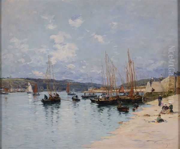 Voiliers A La Cale En Bretagne Oil Painting by Fernand Marie Eugene Legout-Gerard