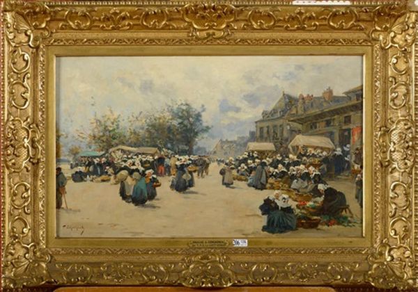 Scene De Marche A Concarneau Oil Painting by Fernand Marie Eugene Legout-Gerard