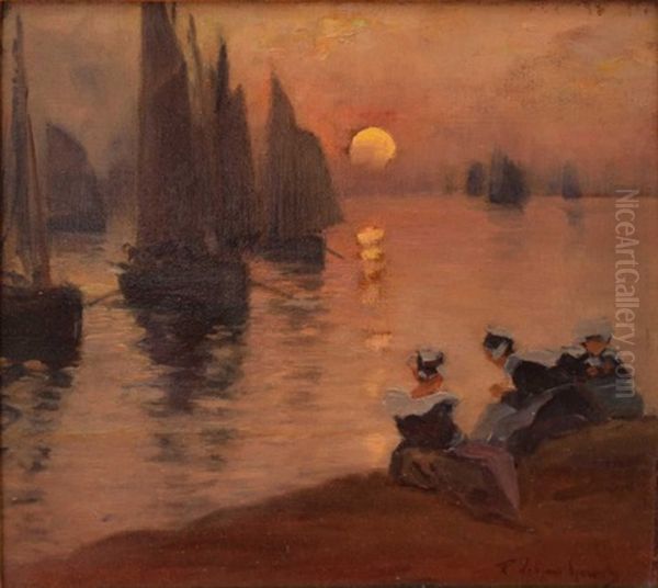 Bretonnes A Quai, Le Retour Des Pecheurs by Fernand Marie Eugene Legout-Gerard