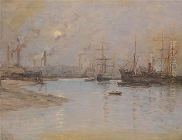 Le Port De Rodchester Oil Painting by Fernand Marie Eugene Legout-Gerard