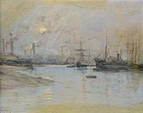 Le Port De Rochester Oil Painting by Fernand Marie Eugene Legout-Gerard