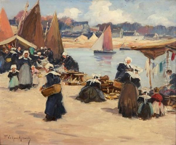 Le Marche Breton Oil Painting by Fernand Marie Eugene Legout-Gerard