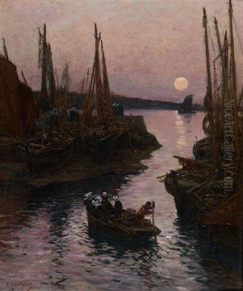 Marine Au Couchant Oil Painting by Fernand Marie Eugene Legout-Gerard