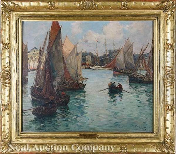 The Port Of Le Havre Oil Painting by Fernand Marie Eugene Legout-Gerard