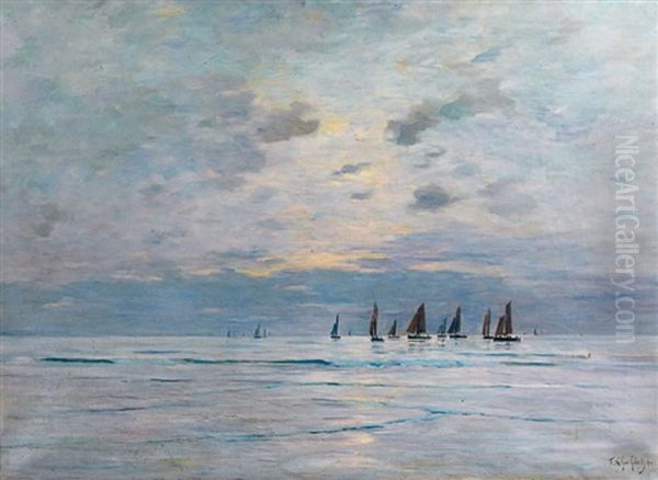 Voiliers Sur La Mer Oil Painting by Fernand Marie Eugene Legout-Gerard