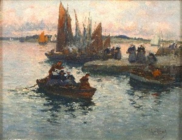 Barques Au Port De Concarneau Oil Painting by Fernand Marie Eugene Legout-Gerard