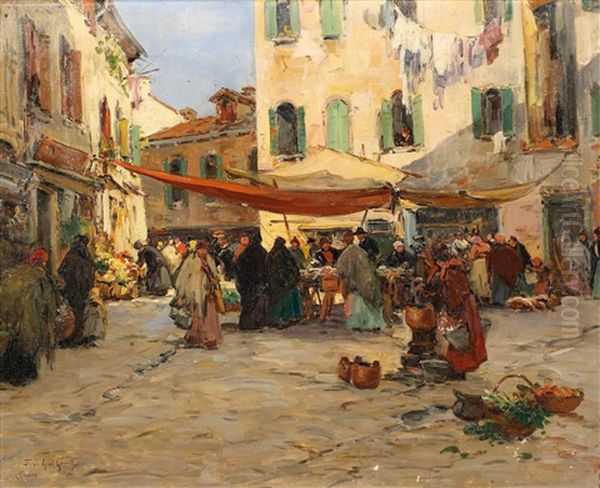 Fischmarkt In Venedig Oil Painting by Fernand Marie Eugene Legout-Gerard