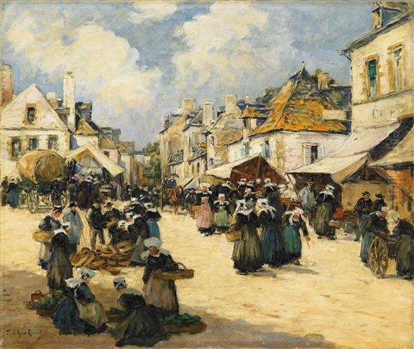 Marktszene In Einem Bretonischen Stadtchen Oil Painting by Fernand Marie Eugene Legout-Gerard