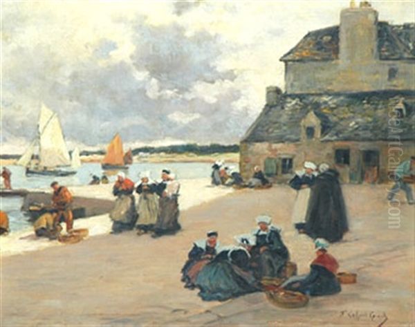 Concarneau Les Bretonnes Sur Le Quai Oil Painting by Fernand Marie Eugene Legout-Gerard