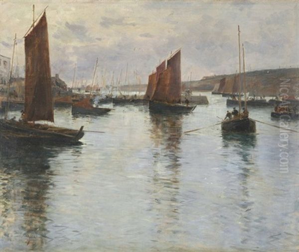 Hafen In Der Bretagne Oil Painting by Fernand Marie Eugene Legout-Gerard